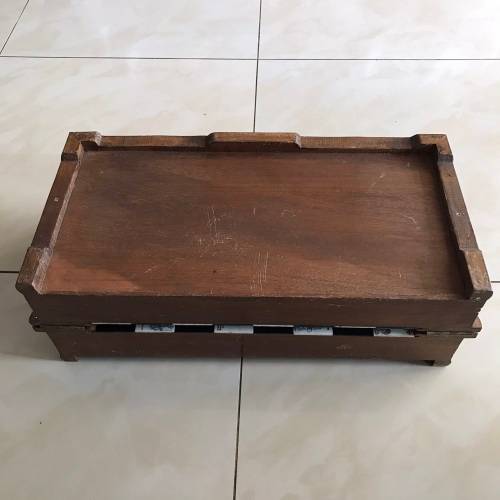 Vintage Oriental Wood Carved Chess Board/Case (Folding with Draws)