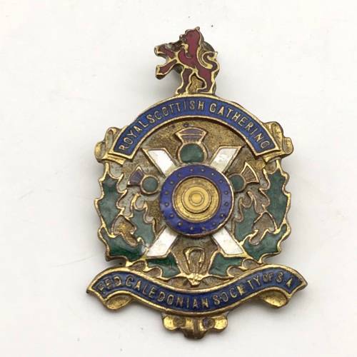 Vintage `Royal Scottish Gathering - Fed. Caledonian Society of S.A.` Enamel Badge