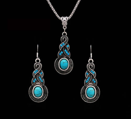 ANTIQUE SILVER NECKLACE AND EARRING SET