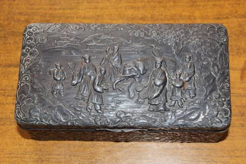 Stunning Antique Oriental Antimony Jewellery box