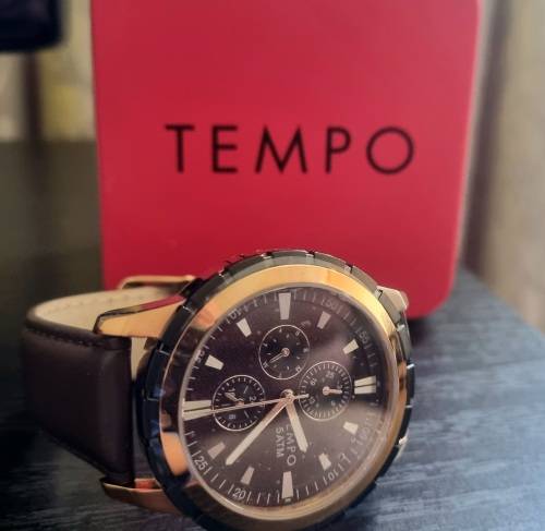 Tempo Men`s Analogue Leather Watch - Original - Genuine