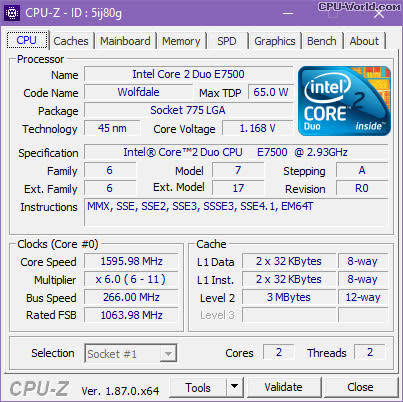 Intel® Core2 Duo Processor E7500