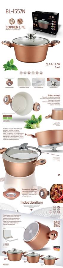 Blaumann ( Hungary ) 28cm Ceramic Coating Casserole " Copper Line " Soft Touch Handles