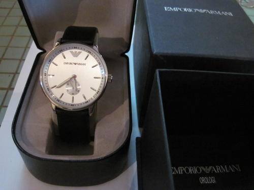 emporio armani gents white face evening watch