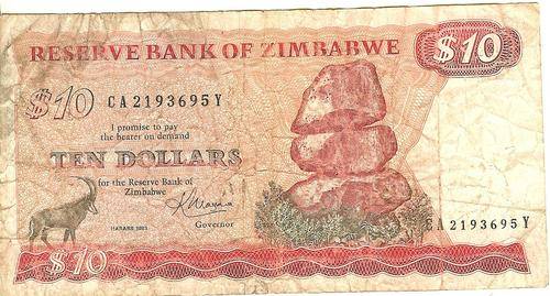 ZIMBABWE TEN DOLLARS NOTE 1983 - AS PER SCAN