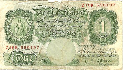 ONE POUND - BANK OF ENGLAND, LK O'BRIAN (55-62) - AS PER SCAN