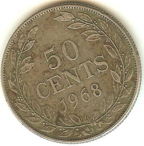 1968 50 Cents - Liberia - ** Low Mintage ** As per scan