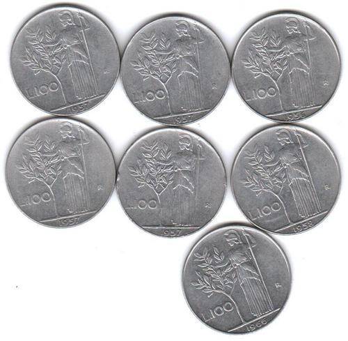 100 LIRE - ITALY * 1956 * 4 X 1957 * 1958 * 1966 * L.100