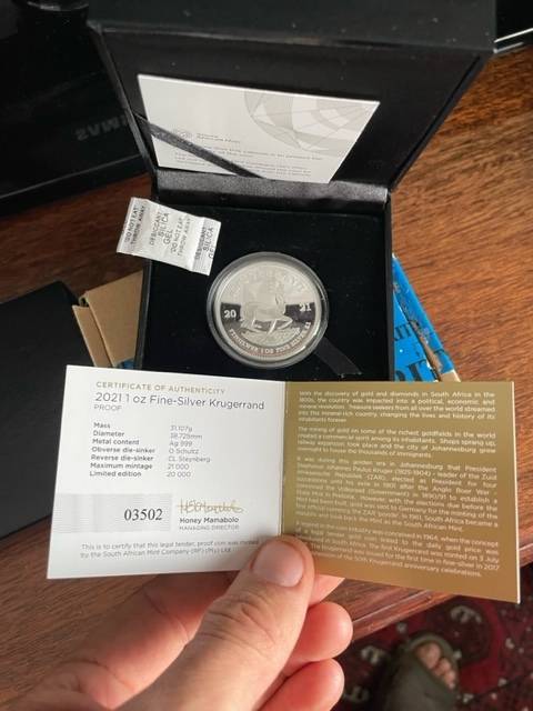 silver krugerrand 2021 proof coin one ounce