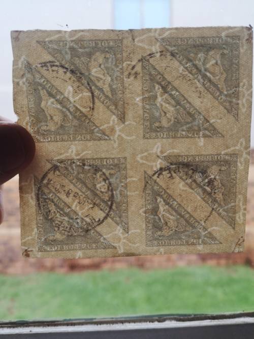 RARE 8 on one sheet SOUTH AFRICAN 1926 FOUR PENCE TRIANGULAR STAMPS