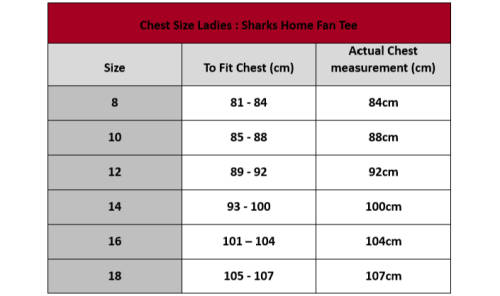 Sharks Ladies Home Fan Tee: Size 12