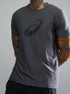 Asics Tee Men`s Graphic Spiral Logo Dark Grey / Black - 2X-Large