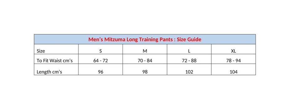 Mitzuma Men`s E50 Training Pants Long - size X-Large (XL)