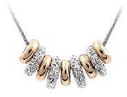 STUNNING !! 24K Real Gold Plated Rhinestone 9-3 Circle Pendant Snake Chain Necklace - Awesome !!