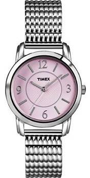 ## BRAND NEW ## - TIMEX Elevated Classics Dress Pink Dial Silver-Tone Expansion Band Watch