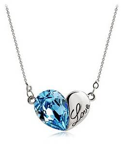 STUNNING !! 18K GOLD PLATED HEART LOVE NECKLACE & PENDANT MADE WITH SWAROVSKI ELEMENTS