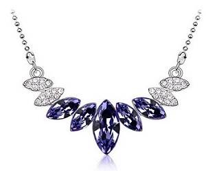 STUNNING !! 18K GOLD PLATED ANGEL EYE NECKLACE & PENDANT MADE WITH SWAROVSKI ELEMENTS
