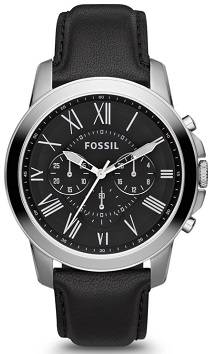 ## FATHERS DAY SPECIAL !! ## FOSSIL Mens Black Leather Analog Quartz Watch - ELEGANT !!