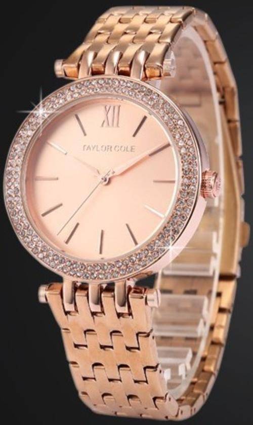 ## NEW ARRIVAL ## Taylor Cole Rose Gold Stainless Steel Bracelet Strap Watch   - GRAB IT NOW !!