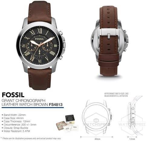 FOSSIL Grant Chronograph Black Dial Brown Leather Men's Watch - BRAND NEW