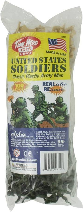 TimMee Plastic Army Men - Green vs Tan 100pc Toy Soldier Figures - Made in USA
