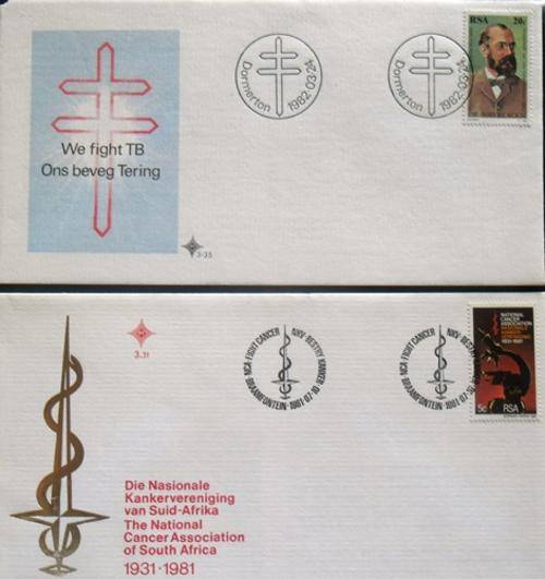 ## FDC with stamps from RSA National cancer & TB ##
