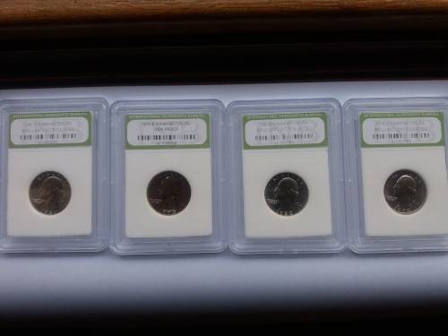 INB GRADED USA 1970/1977/1981/1990 WASHINGTON 25c, Ix BID TAKES ALL 4 !!!!