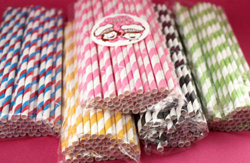 STRAWS - striped coloured straws