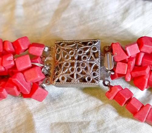 A stunning retro coral multi strand necklace