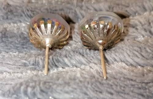 A pair of large iris crystal studs