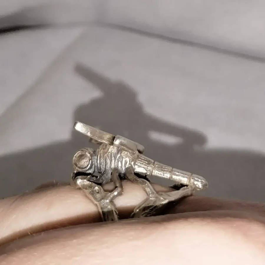 A beautiful artisan sterling dragonfly ring
