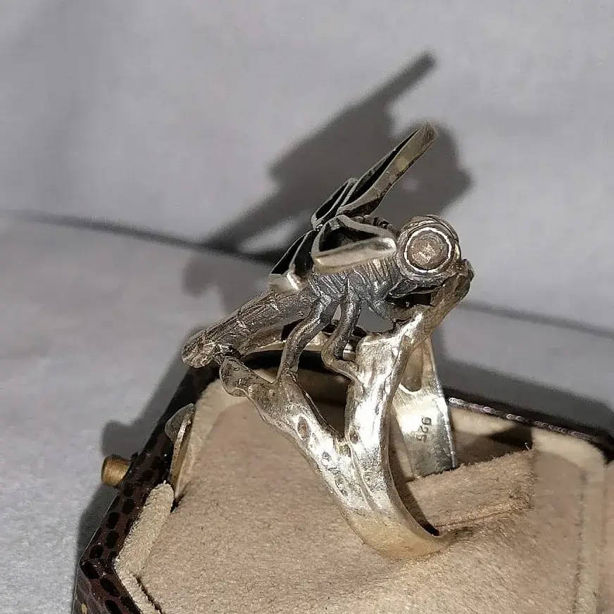 A beautiful artisan sterling dragonfly ring