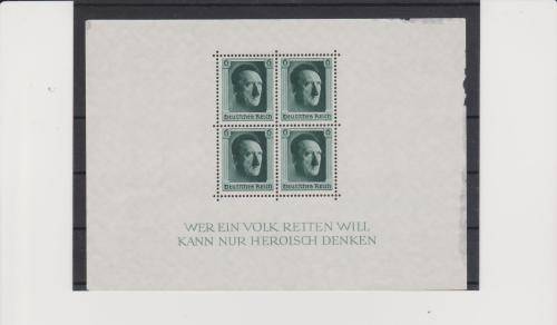 1937 , Adolf Hitler . Souvenir sheet . Celebrating Hitlers 48th birthday