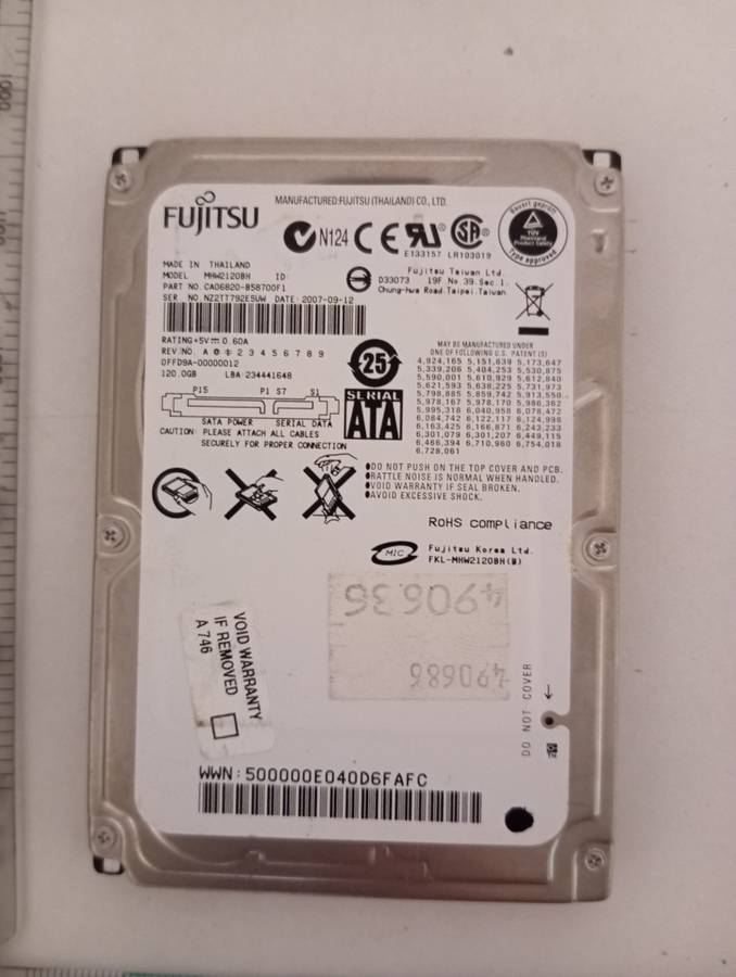 120gb Fujitsu Laptop SATA Hard Drive