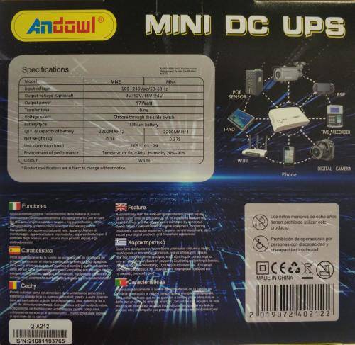 Mini UPS 12000mah Power Supply For Internet Backup, CCTV, Modem And LED`s