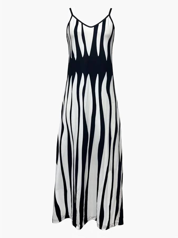 Black & White Spaghetti Strap Long Maxi Dress (XL)