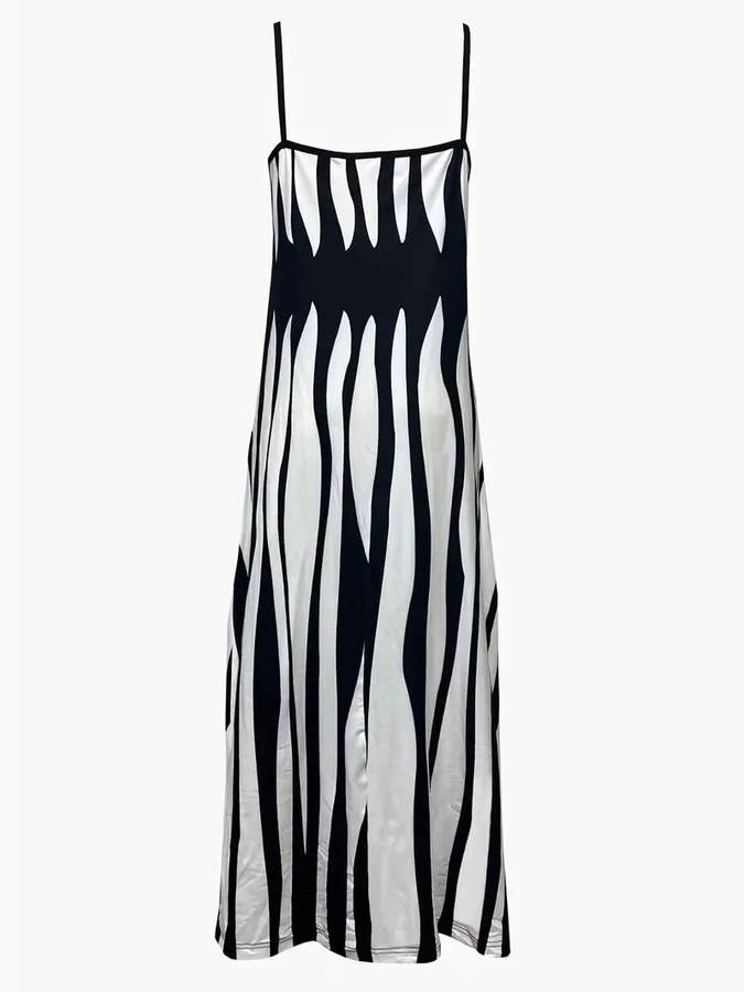 Black & White Spaghetti Strap Long Maxi Dress (XL)