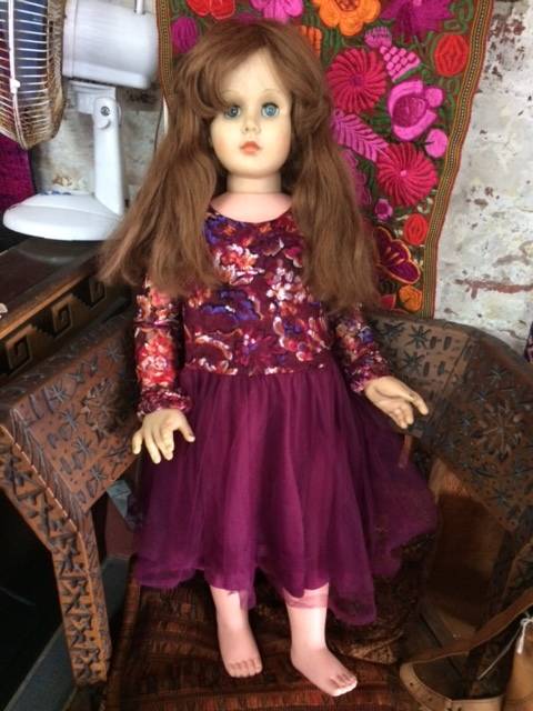 Gorgeous Tall Vintage Doll with Wig and Party Dress - 87 cm tall with code  AE 3651