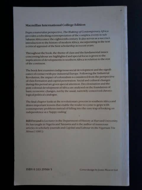 The Making of Contemporary Africa: The Development of African Society Since 1800 by Bill Freund