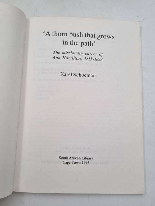 A Thorn Bush that Grows in the Path - Karel Schoeman | The Missionary Career of Ann Hamilton