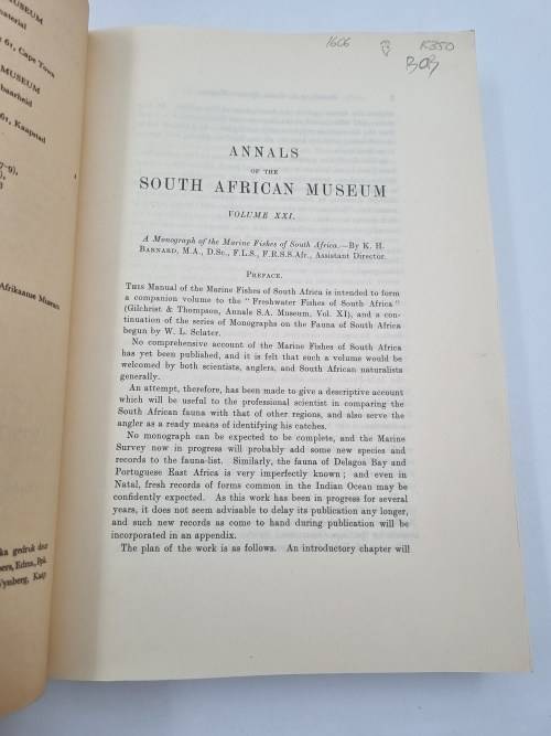 A Monograph of the Marine Fishes of South Africa - K. H. Barnard