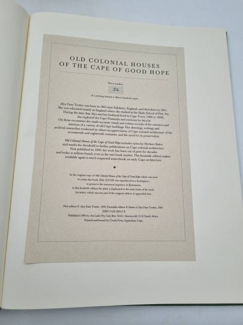 Old Colonial Houses of the Cape of Good Hope - Alys Fane Trotter