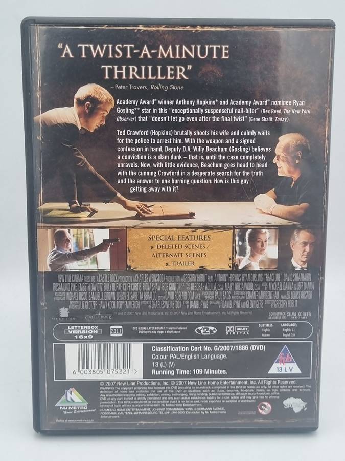 Fracture DVD - Anthony Hopkins & Ryan Gosling