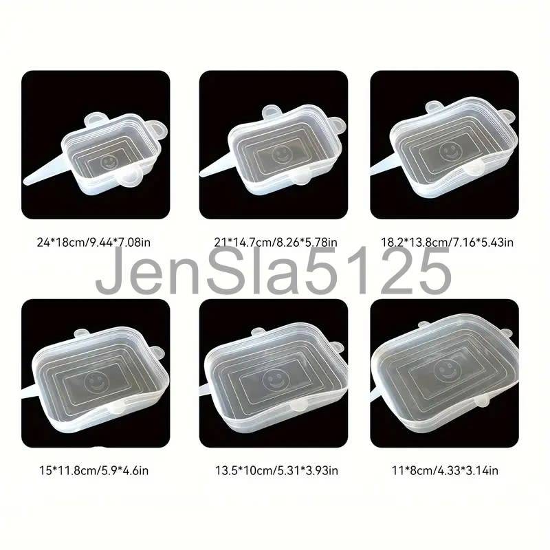 6 Piece White Square Silicone Elastic Lids