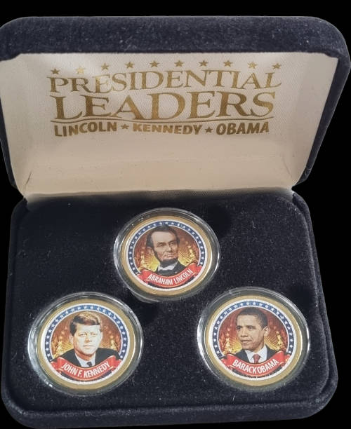 USA: 24KT Gold Plated Presidential Dollars, with Box and Certificate of Authenticity.