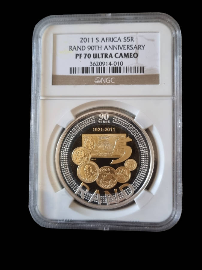 Top Pop! South Africa: 2011 Silver R5 Crown, Rand 90th Anniversary, NGC Pf70