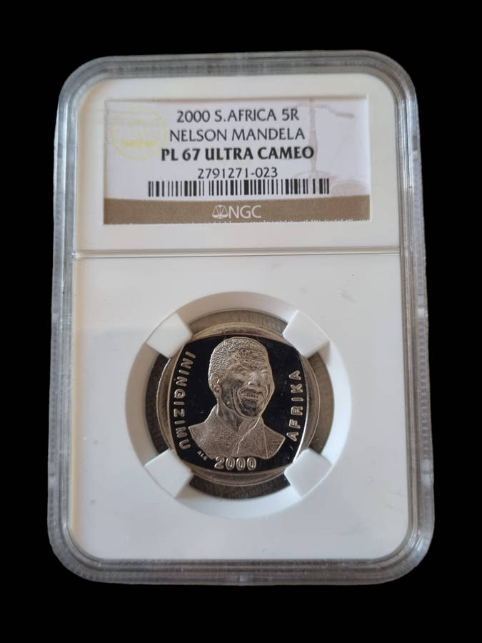 South Africa: 2nd Highest Grade 2000 Mandela Prooflike R5 . NGC PL67 UC
