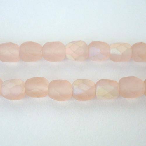 Czech Fire Polished 4mm 100pc - (+/- R0.16 each) - Pink Frosted AB