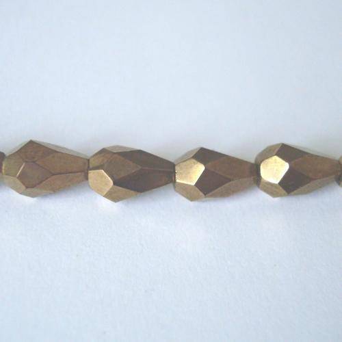 Czech Fire Polished Pear 7x5mm 48pc - (+/- R0.27 each) - Bronze