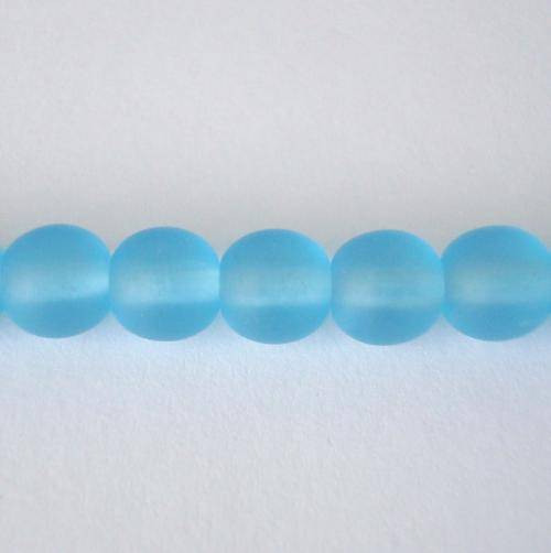 Czech Glass Round 6mm 60pc - (+/- R0.20 each) - Frosted Aquamarine - Turquoise